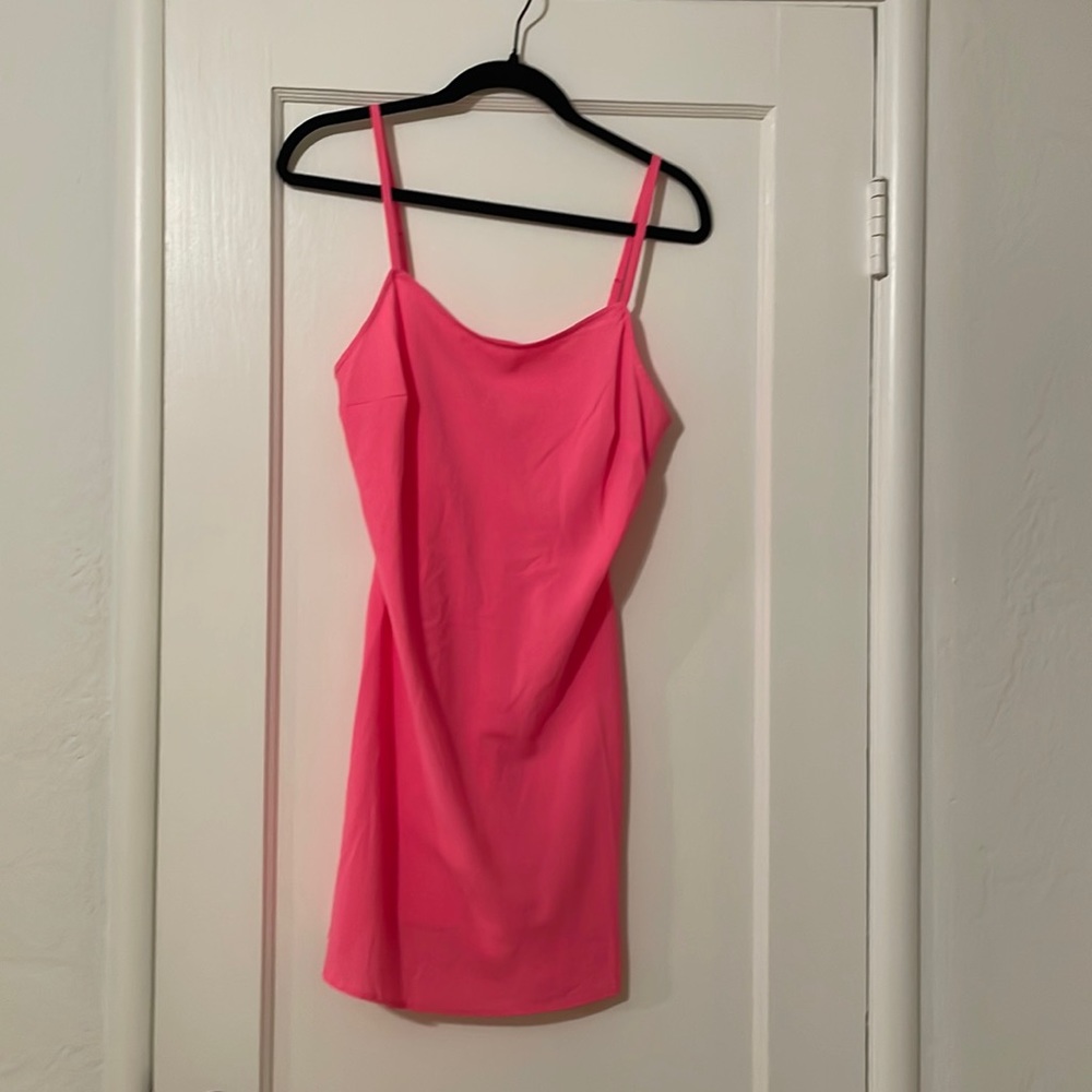 Hot pink slip dress